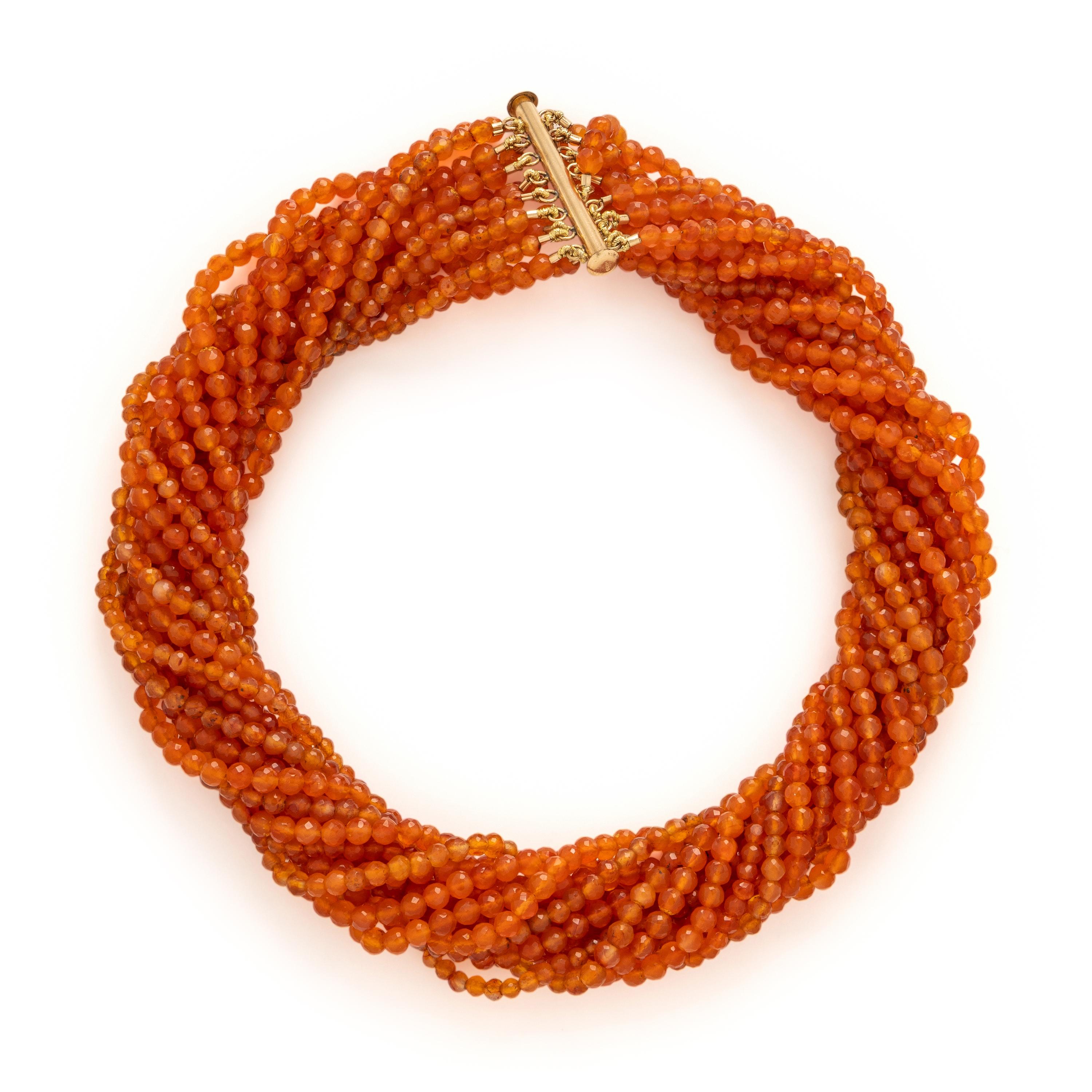 Fire Opal Beaded Torsade Necklace
