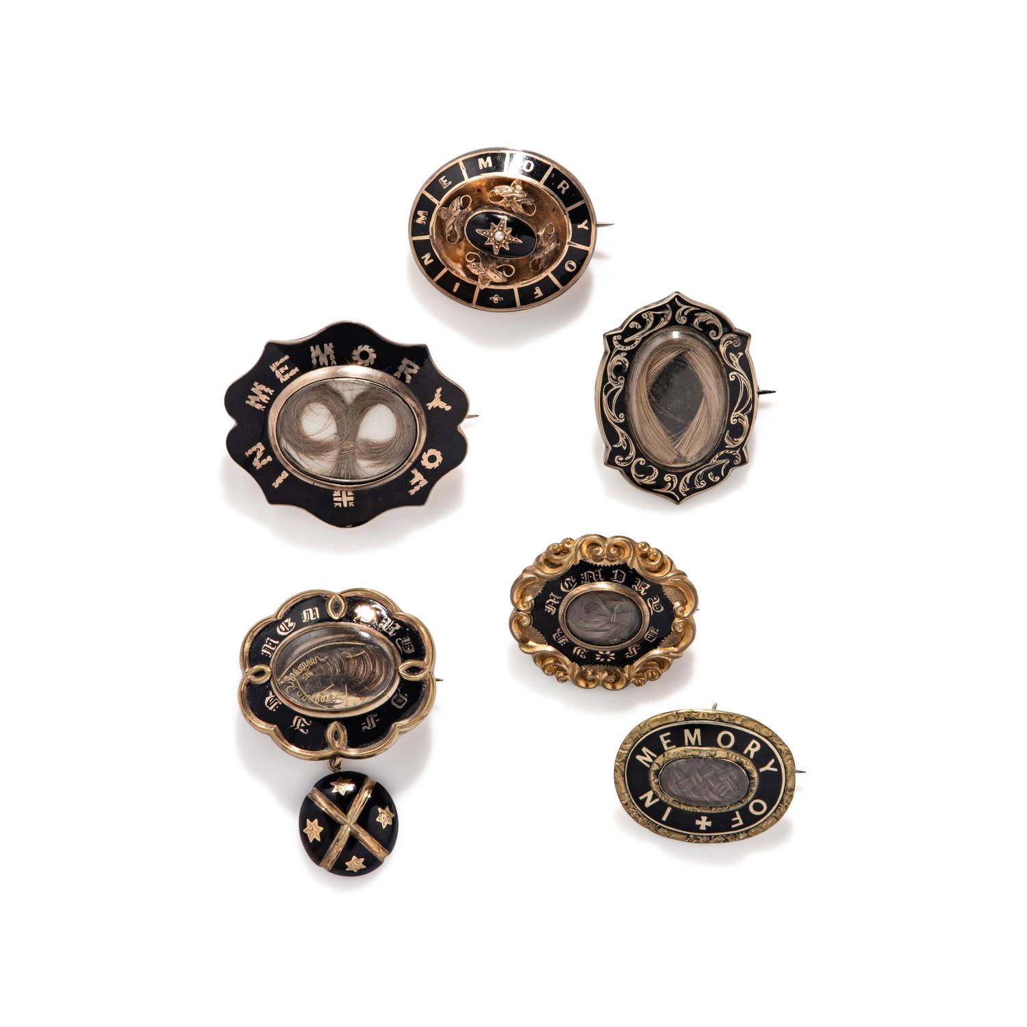 VICTORIAN, COLLECTION OF MOURNING BROOCHES
