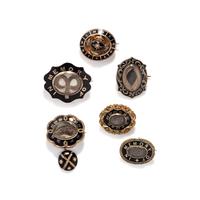 VICTORIAN, COLLECTION OF MOURNING BROOCHES