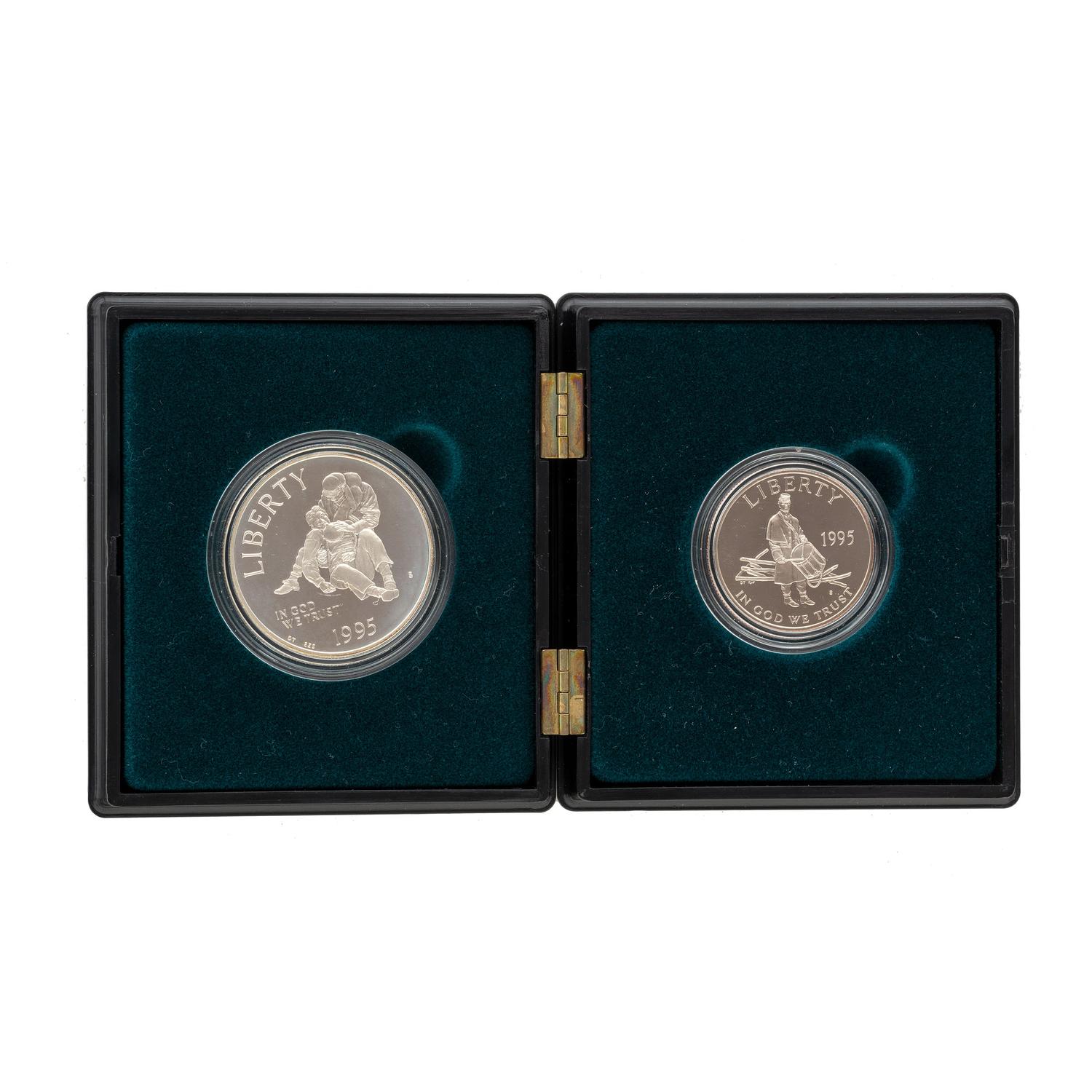 [EXONUMIA]. Civil War Battlefield Commemorative two-coin proof set. US Mint, 1995.