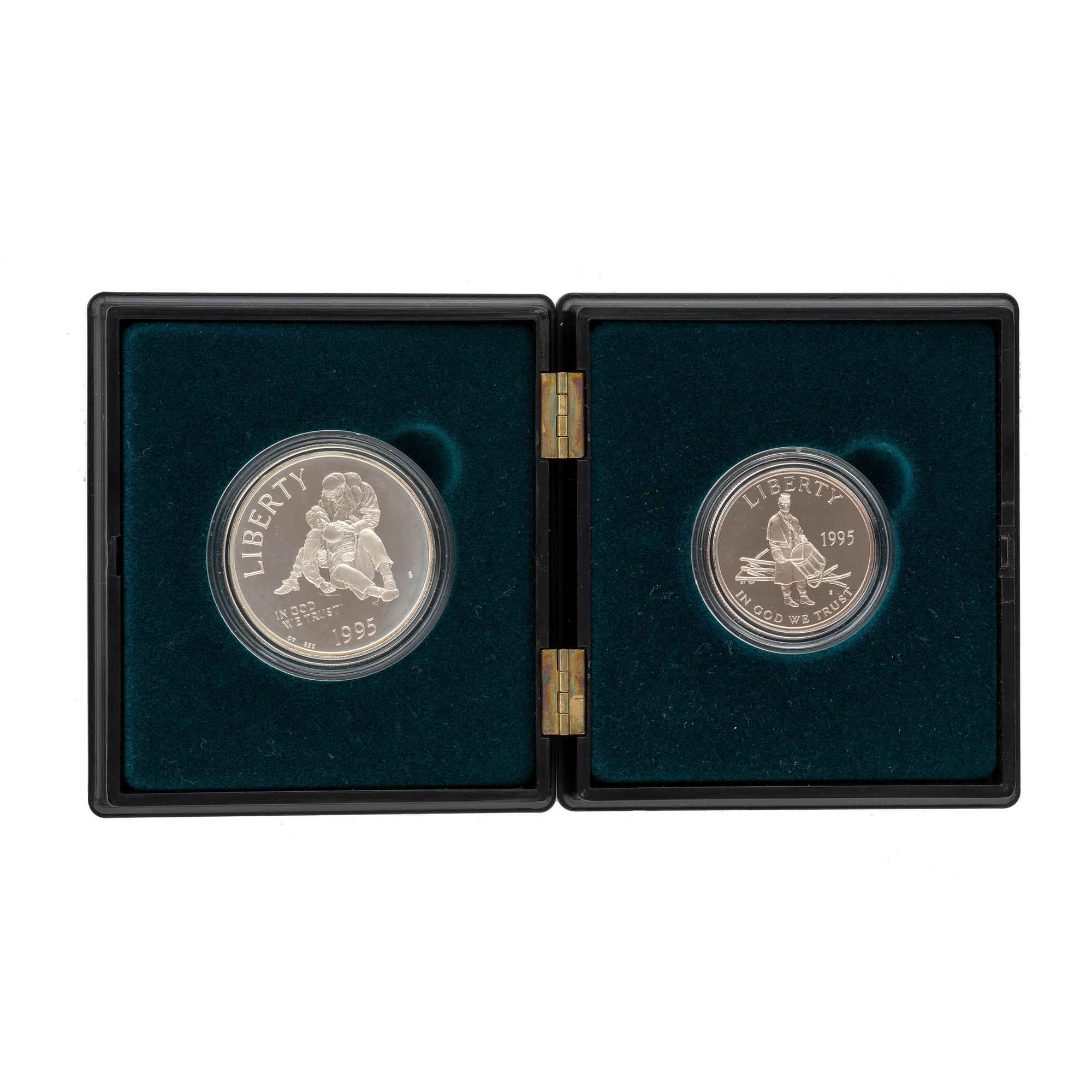 [EXONUMIA]. Civil War Battlefield Commemorative two-coin proof set. US Mint, 1995.