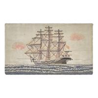 A Hooked Rug Depicting a Ship