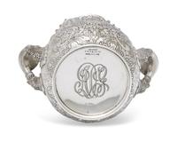A Rare Sterling Silver Three-Piece Saracenic Tea Service