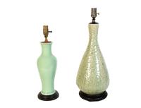 Two Green Glazed Vases Mounted as Lamps — 20TH CENTURY