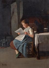 Jean Paul Haag, (French, 1854-1906), Seated Girl
