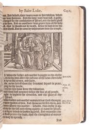 [BIBLE, in English]. The New Testament of our Sauiour Iesus Christe, faithfully translated out of the Greke, with the notes and expositions of the darke places therein . London: Richard Jugge, [1566].