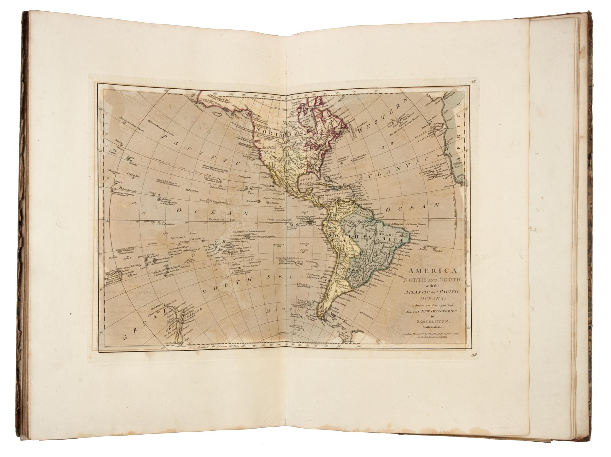 DUNN, Samuel (d.1794). A New Atlas of the Mundane System; or of Geography and Cosmography. London: Robert Sayer, 1774.