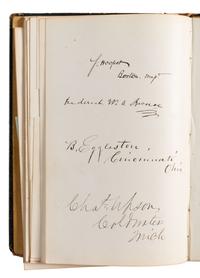 [CIVIL WAR] -- [RECONSTRUCTION]. Autograph album containing signatures of politicians in the 39th Congress and military officers collected by Mrs. Josephine Lee Darling, wife of New York Congressman William A. Darling.