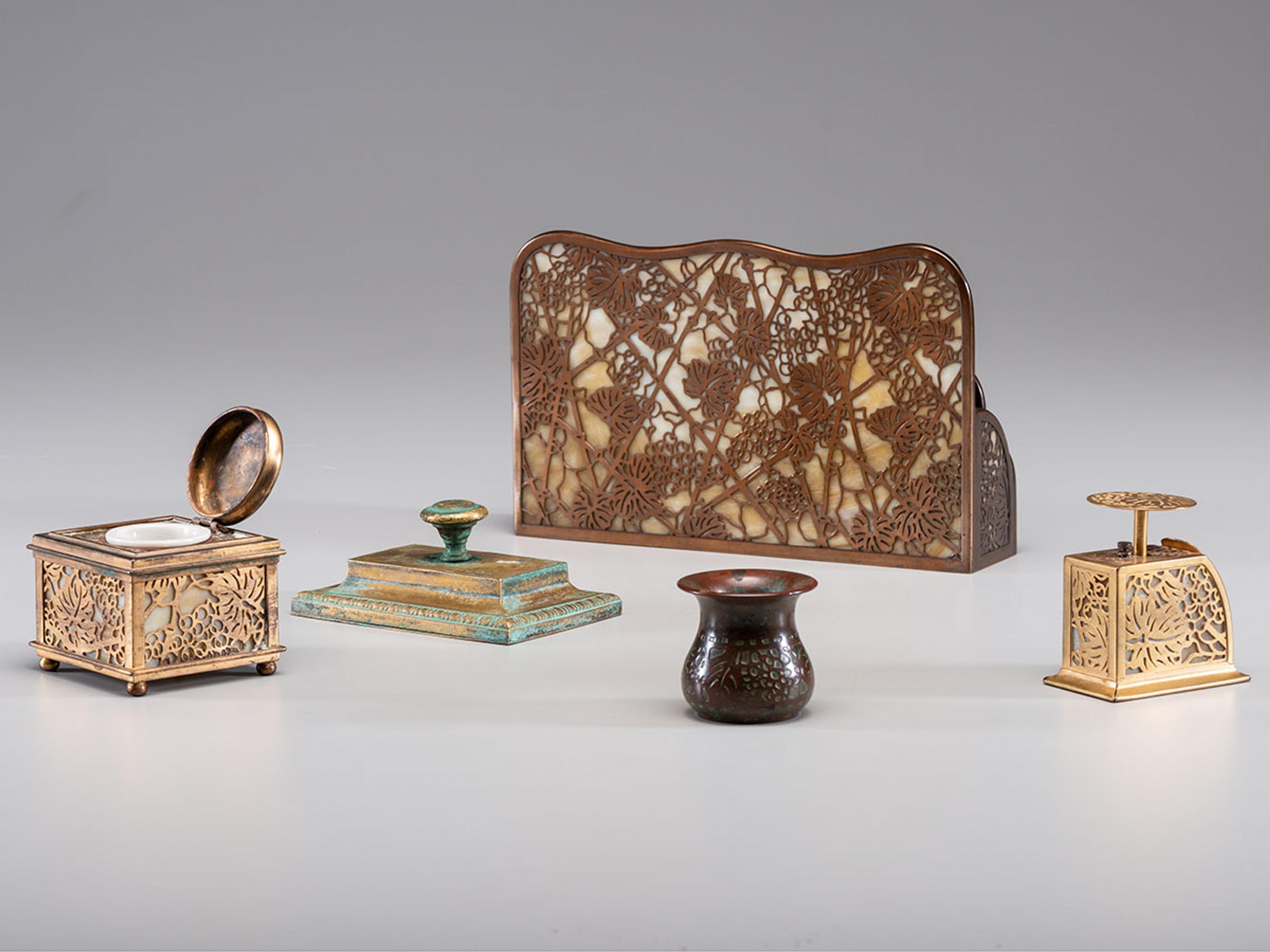 Four Grapevine Desk Articles, together with a paperweight