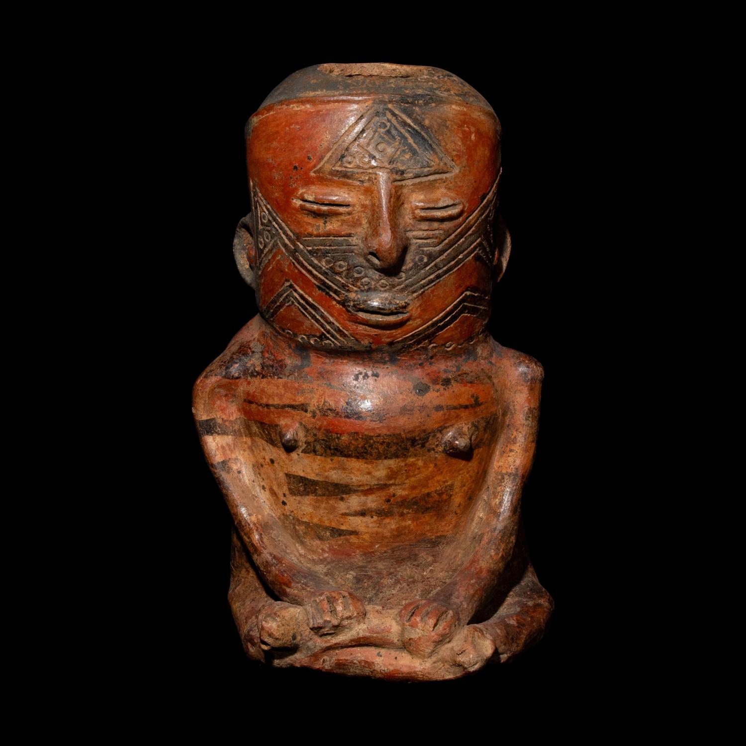 A Cauca Funerary Vessel in the Form of a Seated Thinker (Pensador)