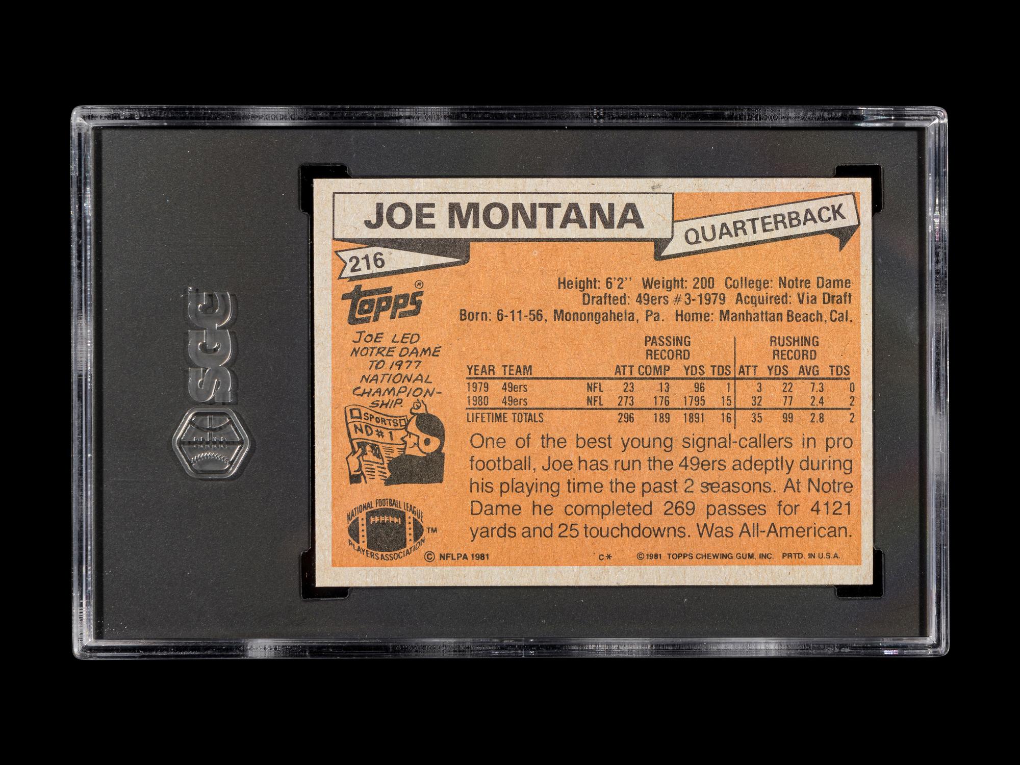 A Complete Set of 1981 Topps Football Cards Including Joe Montana Rookie Card No. 216 (SGC 6.5)