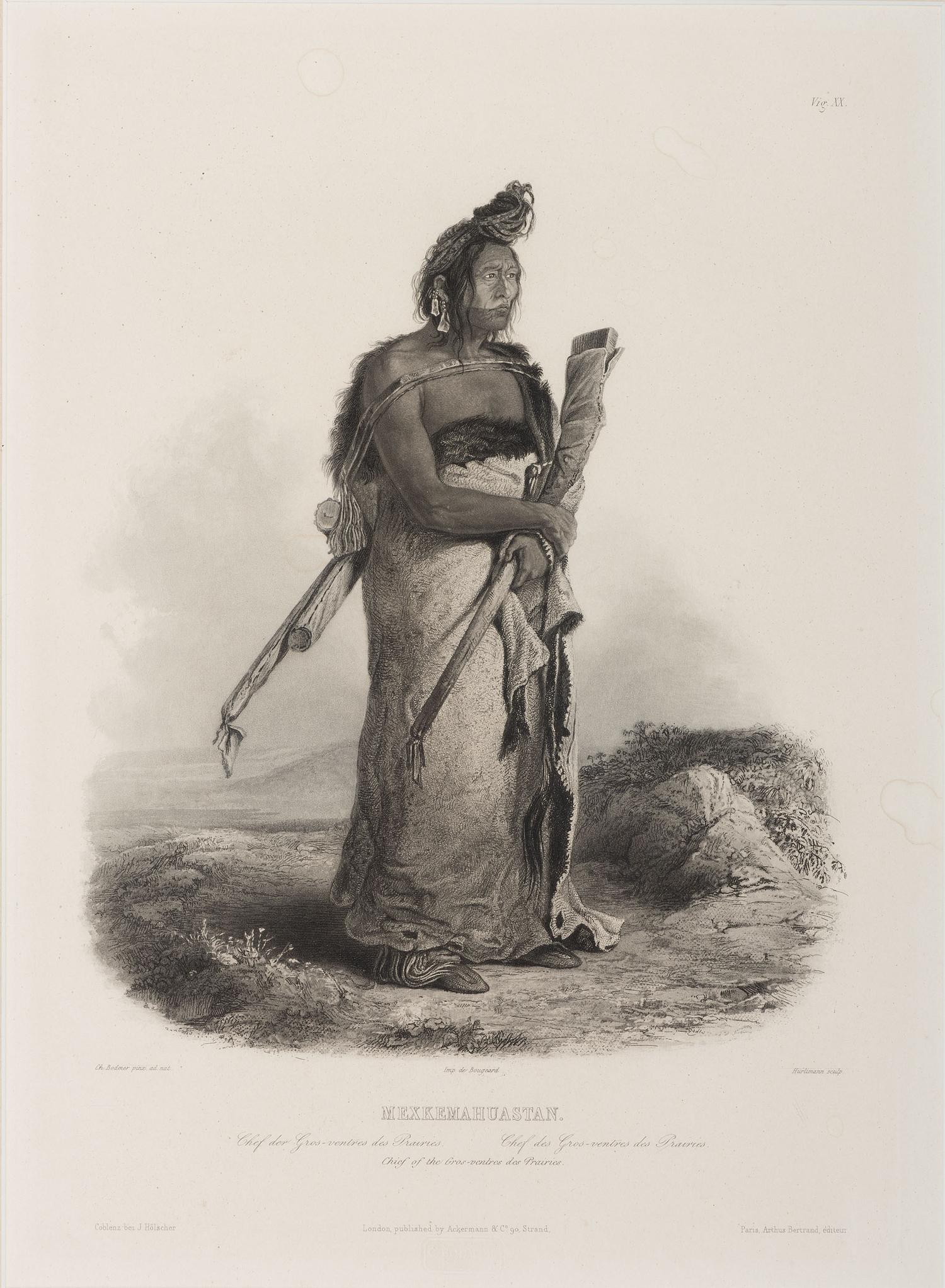 BODMER, Karl (1809-1893). ACKERMAN & Co., publisher. A group of 2 engravings of Mandan and Gros Ventre Indians.