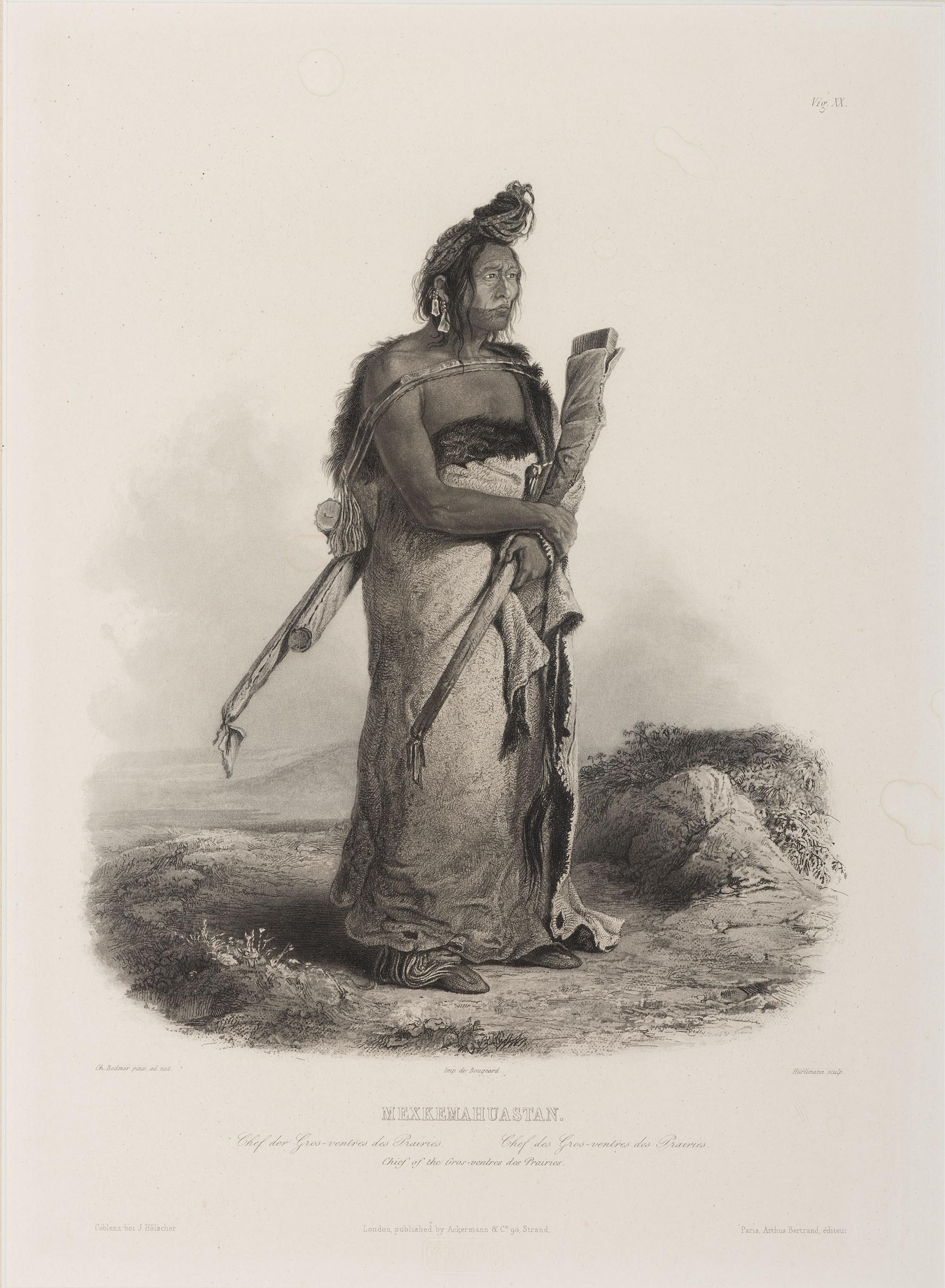 BODMER, Karl (1809-1893). ACKERMAN & Co., publisher. A group of 2 engravings of Mandan and Gros Ventre Indians.