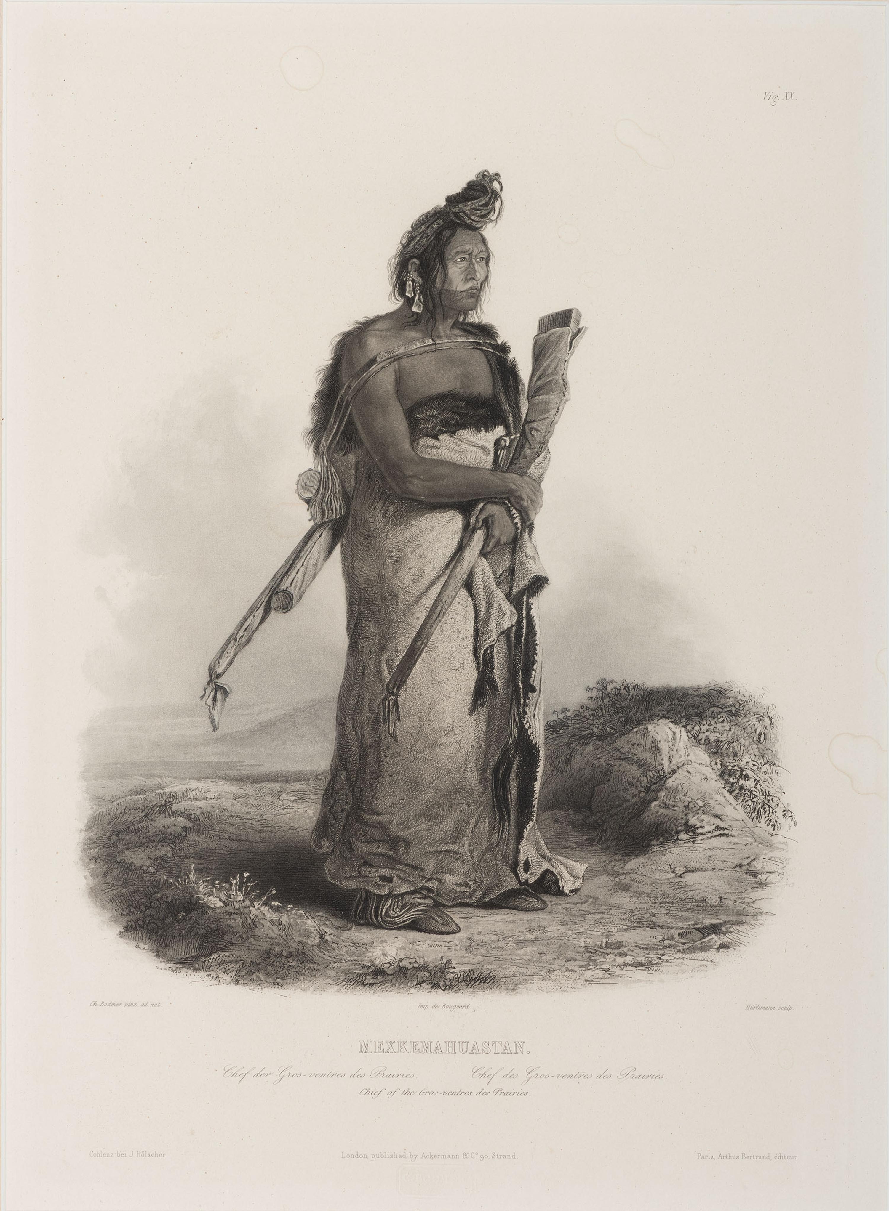 BODMER, Karl (1809-1893). ACKERMAN & Co., publisher. A group of 2 engravings of Mandan and Gros Ventre Indians.