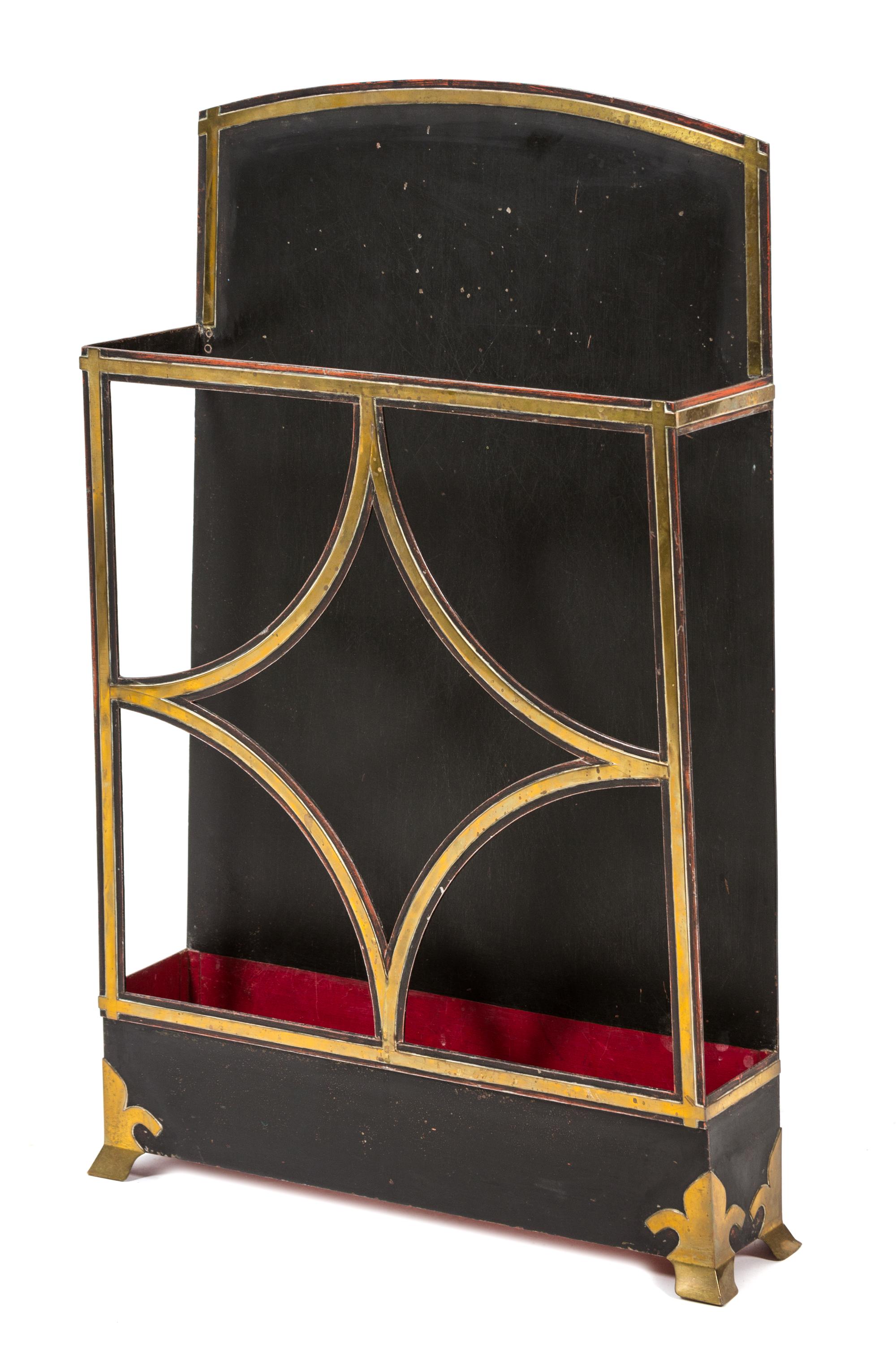 A Neoclassical Style Painted Steel Umbrella Stand Height 30 1/2 x width 17 3/4 x depth 6 inches. — 20TH CENTURY