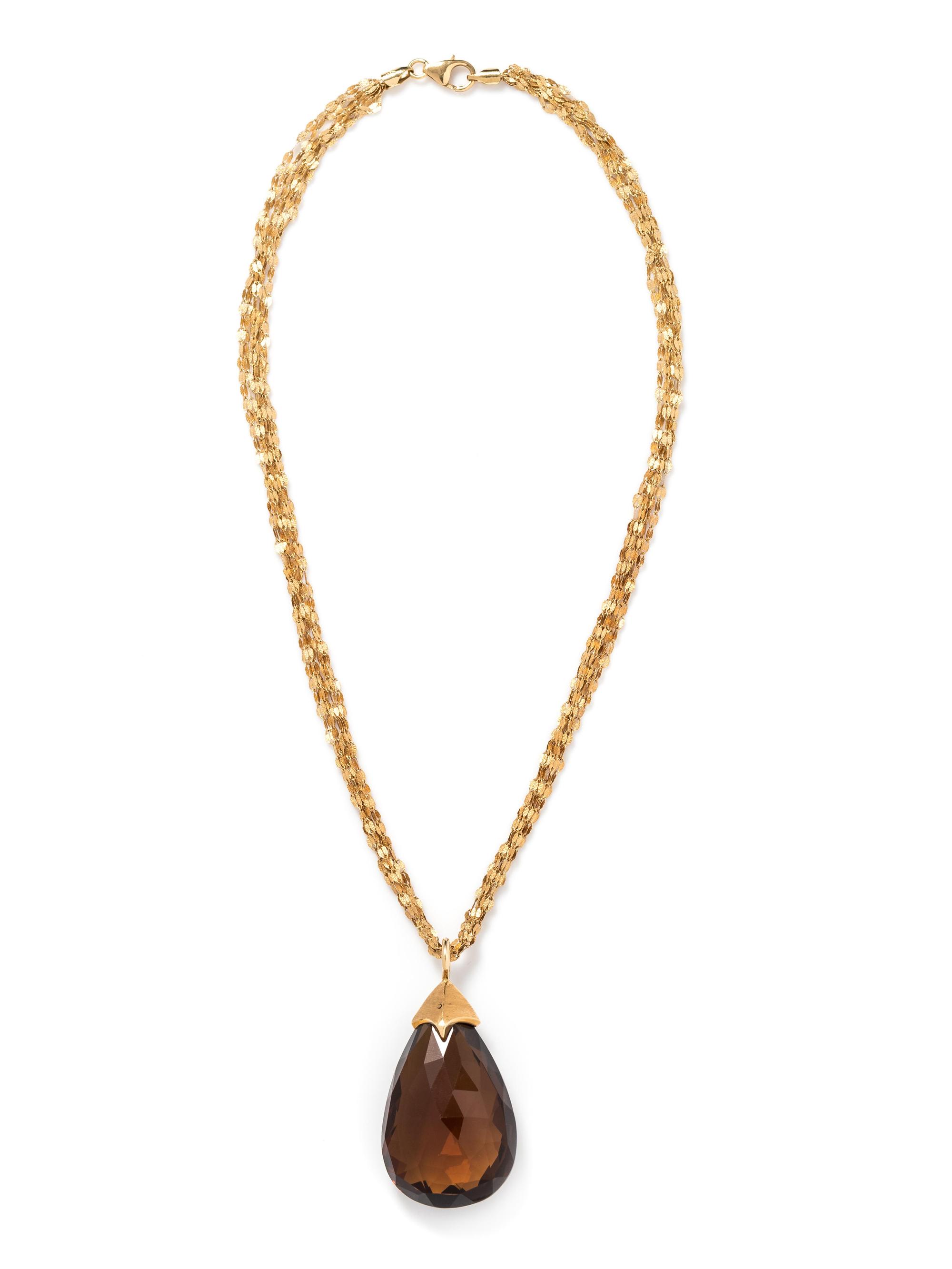 SMOKY QUARTZ AND DIAMOND PENDANT/NECKLACE