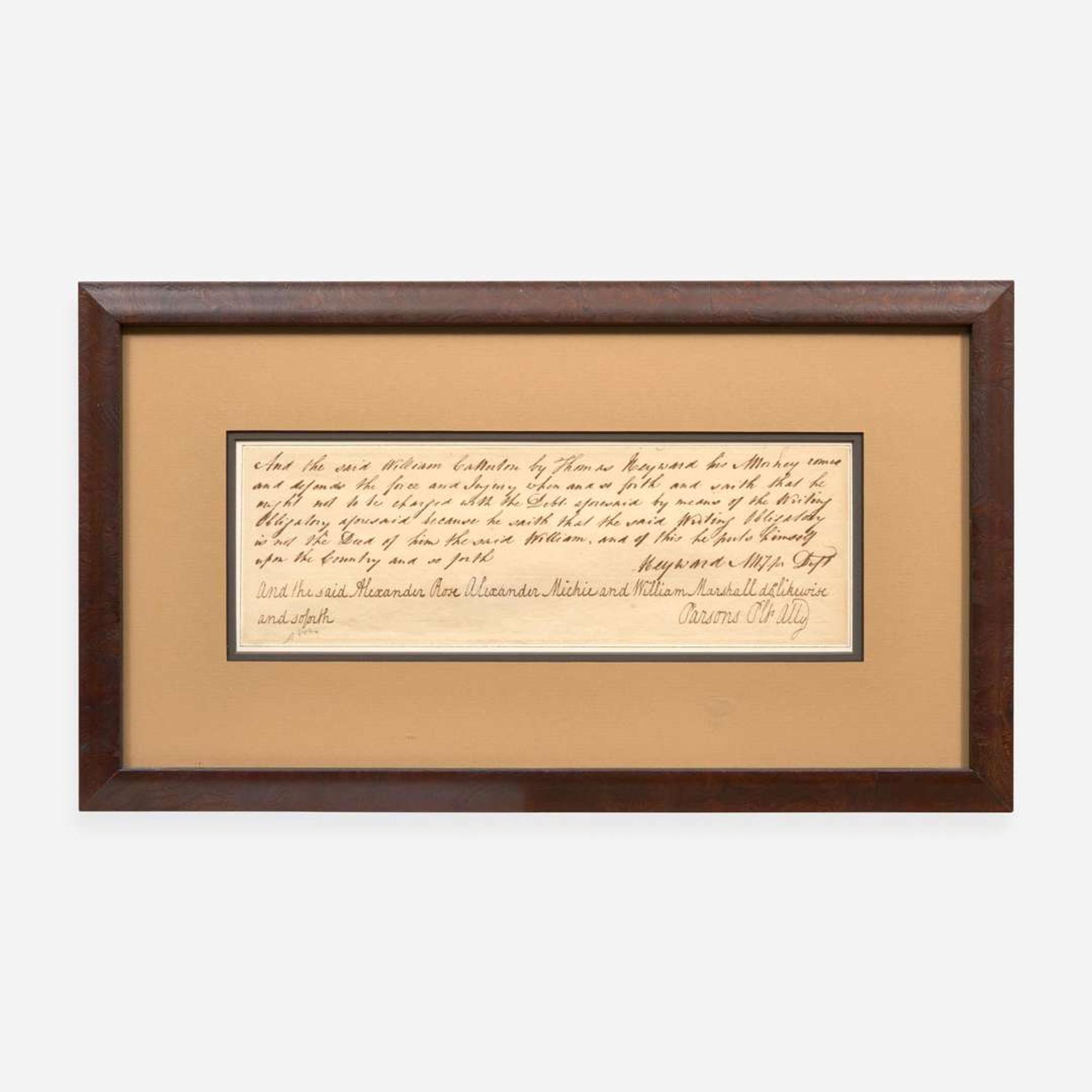 [Declaration of Independence] [South Carolina] Heyward, Thomas, Jr Autograph Note, signed