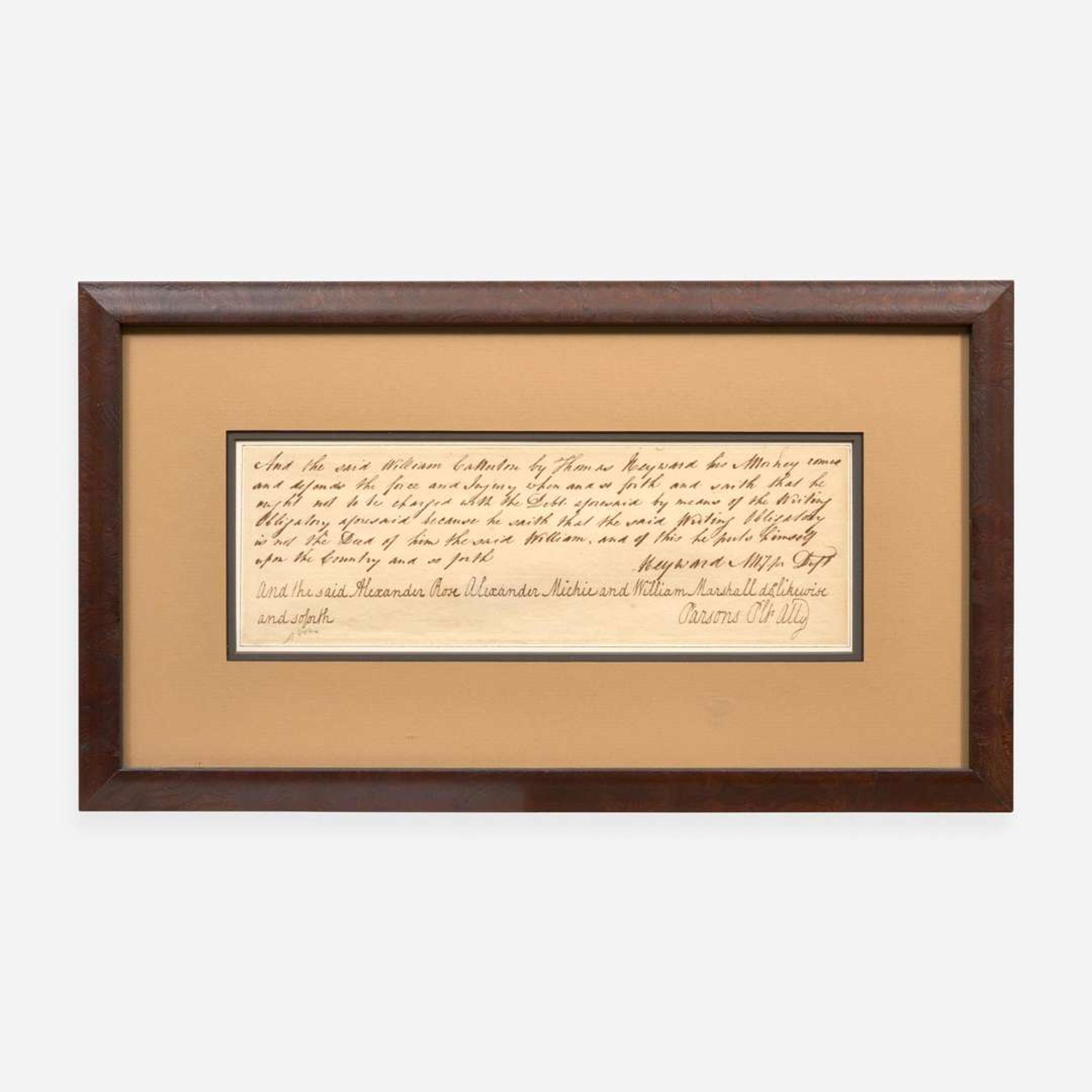 [Declaration of Independence] [South Carolina] Heyward, Thomas, Jr Autograph Note, signed