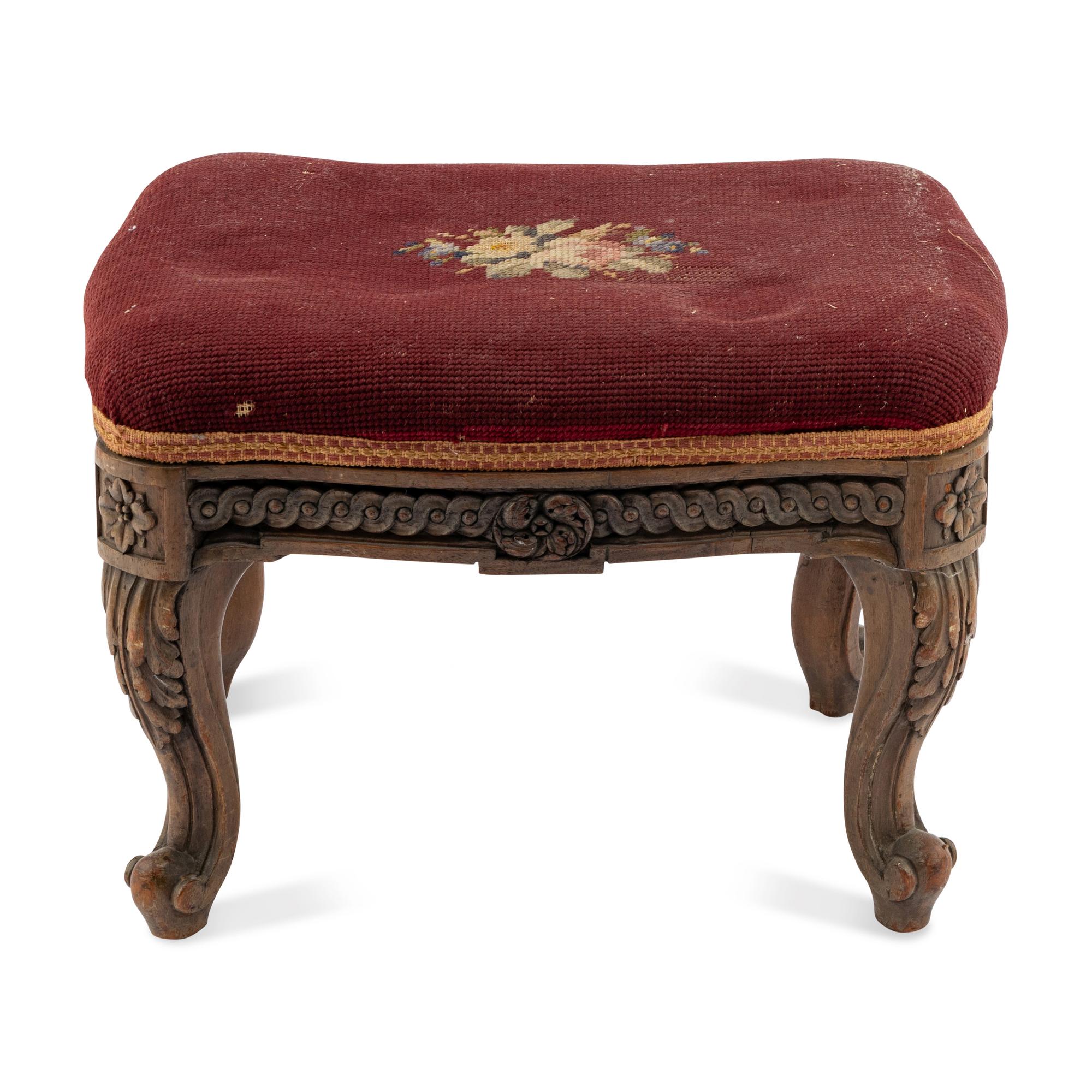 A Louis XVI Carved Walnut Tabouret