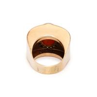 YELLOW GOLD, CORAL AND DIAMOND RING