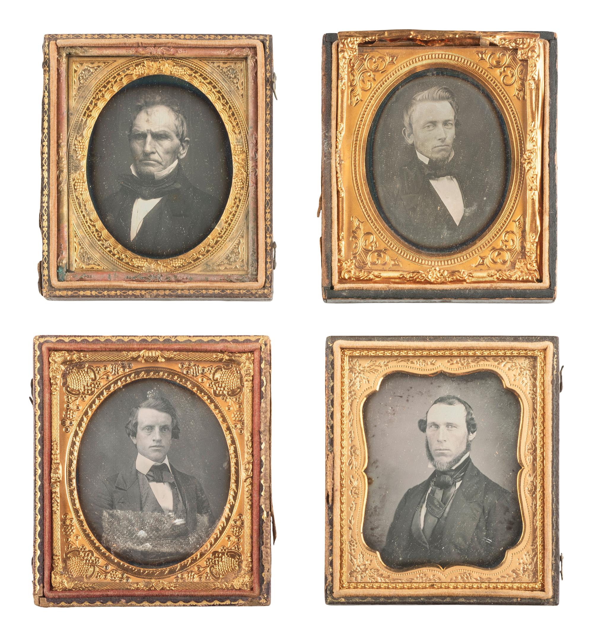 [EARLY PHOTOGRAPHY]. 20 sixth plate daguerreotypes of men with stern, serious, or striking expressions.