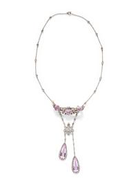 WHITE GOLD, TOURMALINE, AND DIAMOND BROOCH/NECKLACE