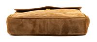 A Salvatore Ferragamo Camel Suede Envelope Clutch, 8" H x 9.5" W x 2" D.