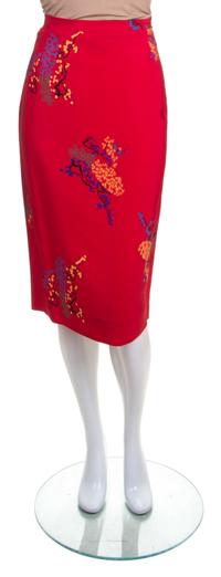 A Lanvin Red Chinoiserie Silk Dress,
