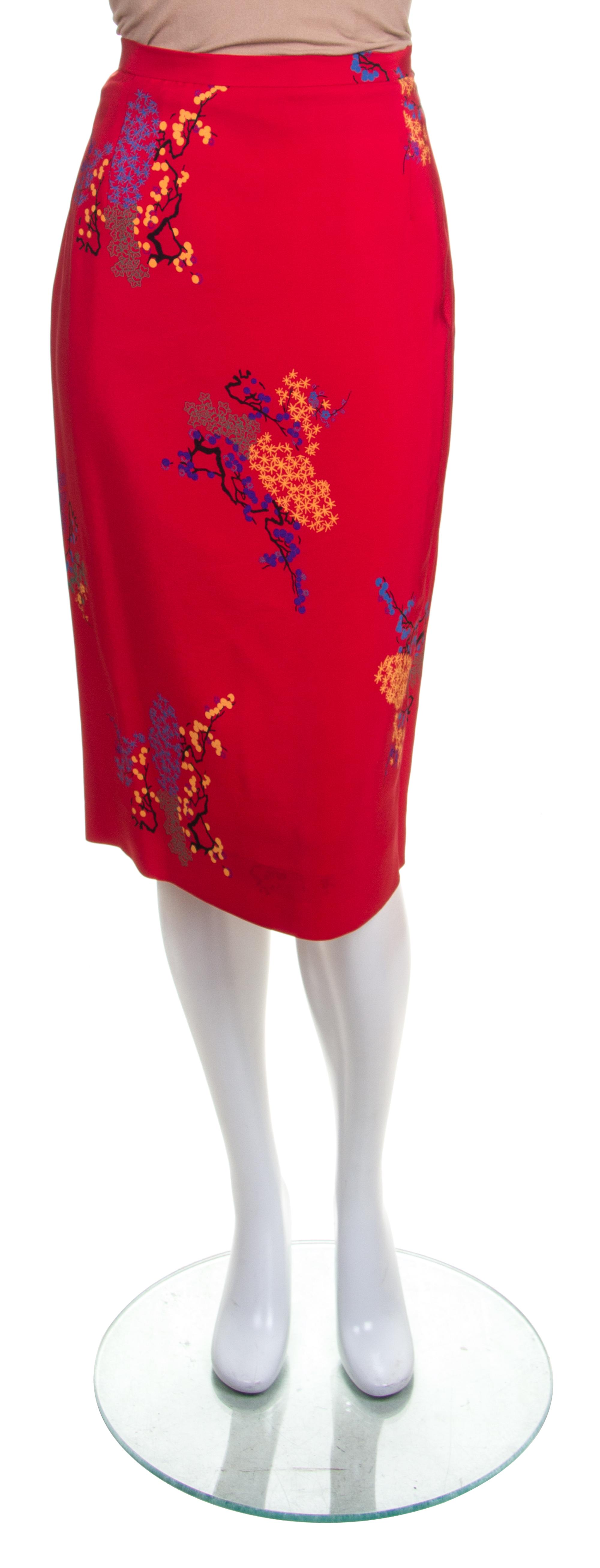 A Lanvin Red Chinoiserie Silk Dress,