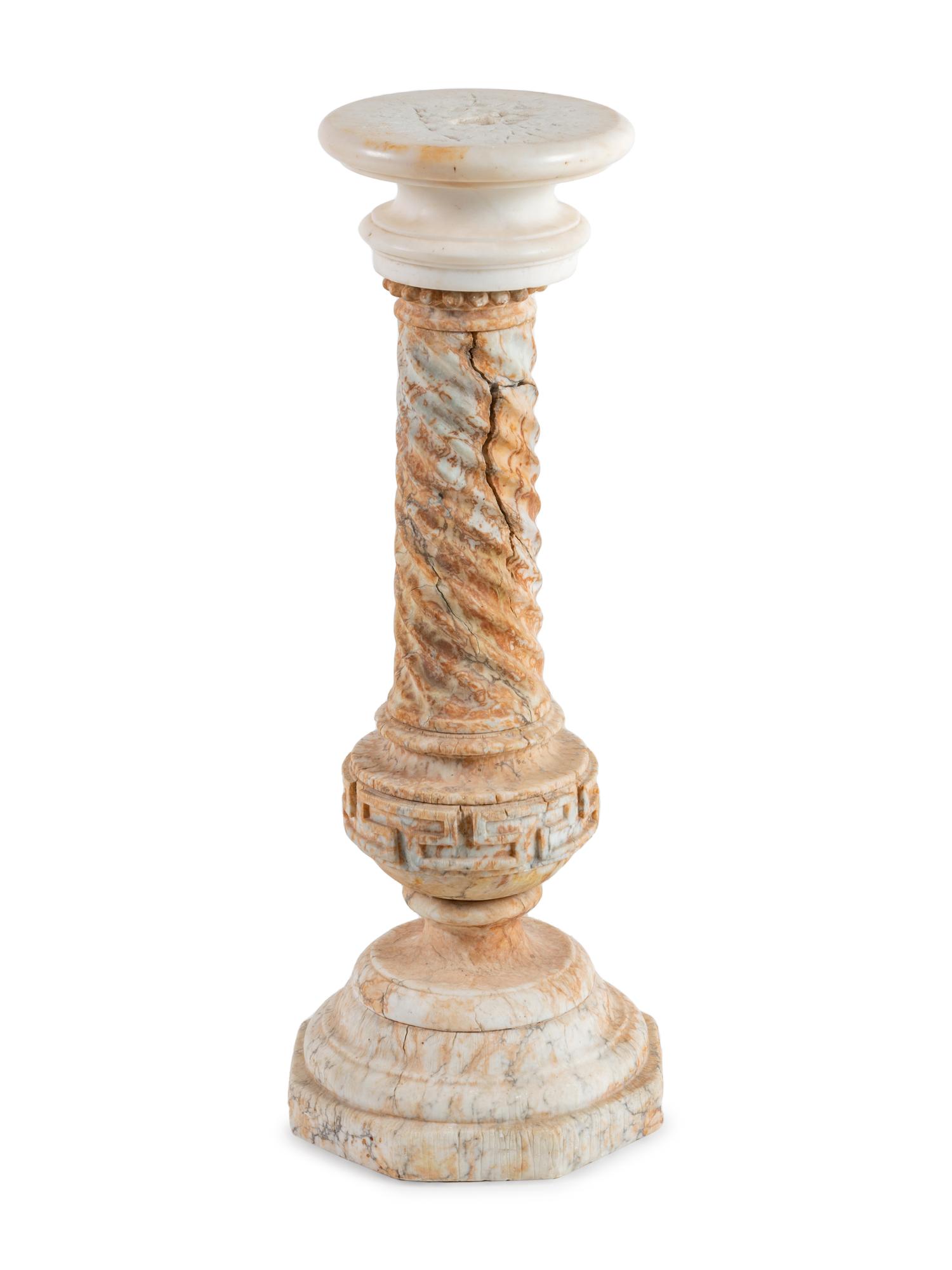 A Continental Carved Marble Pedestal