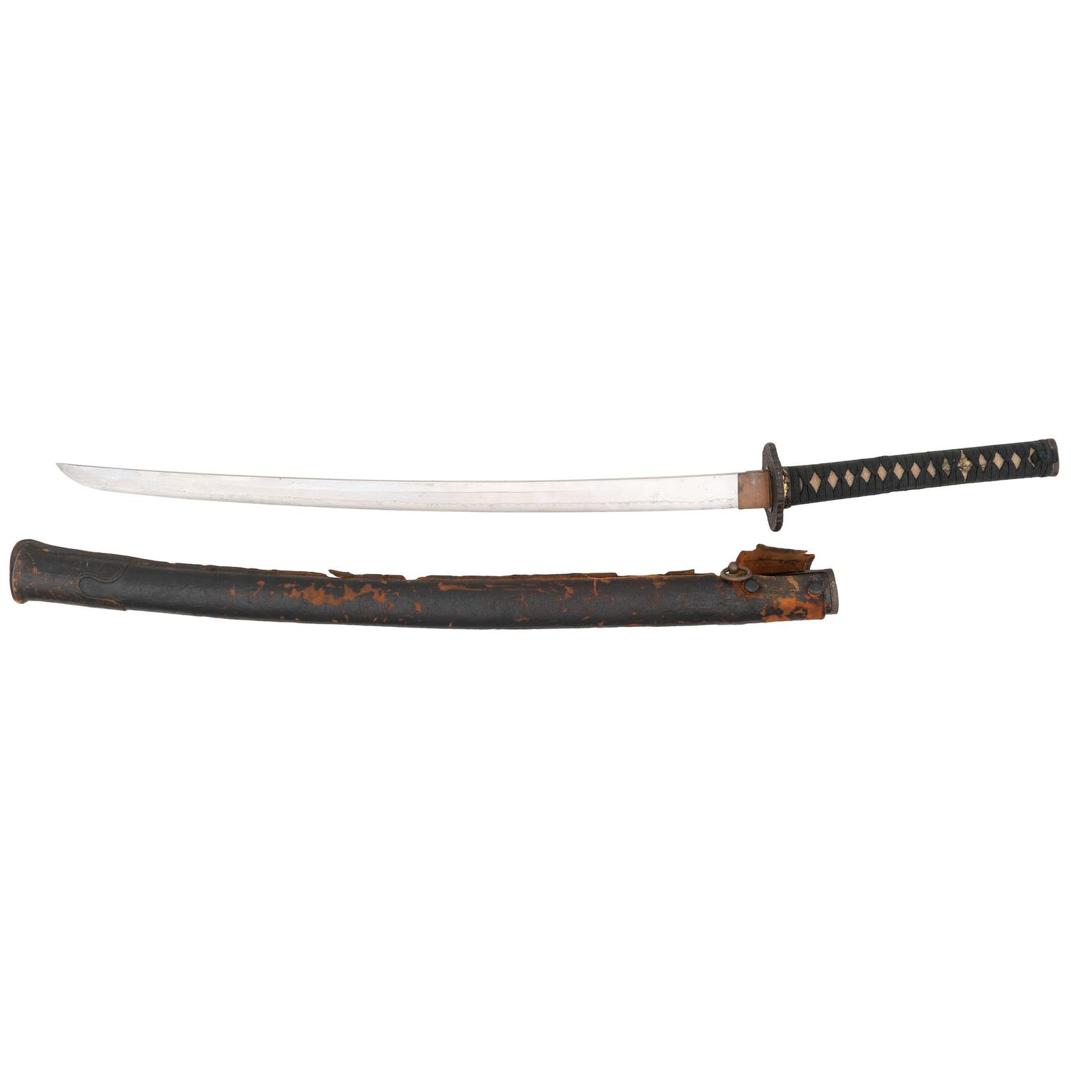 Japanese Katana with Leather Saya