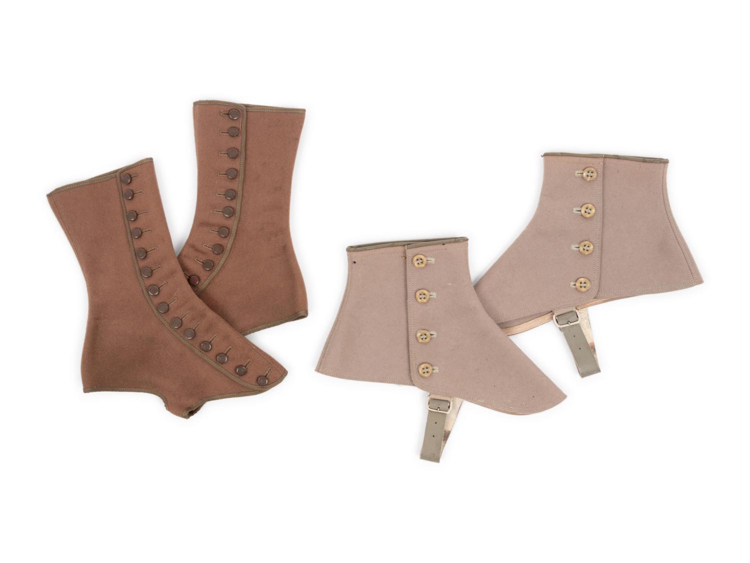 Collection of Footwear; Four Pairs of Boots, Two Pairs of Spats, 19th and Early 20th Century