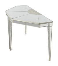 A Pair of Custom Painted and Mirror-Veneered Console Tables