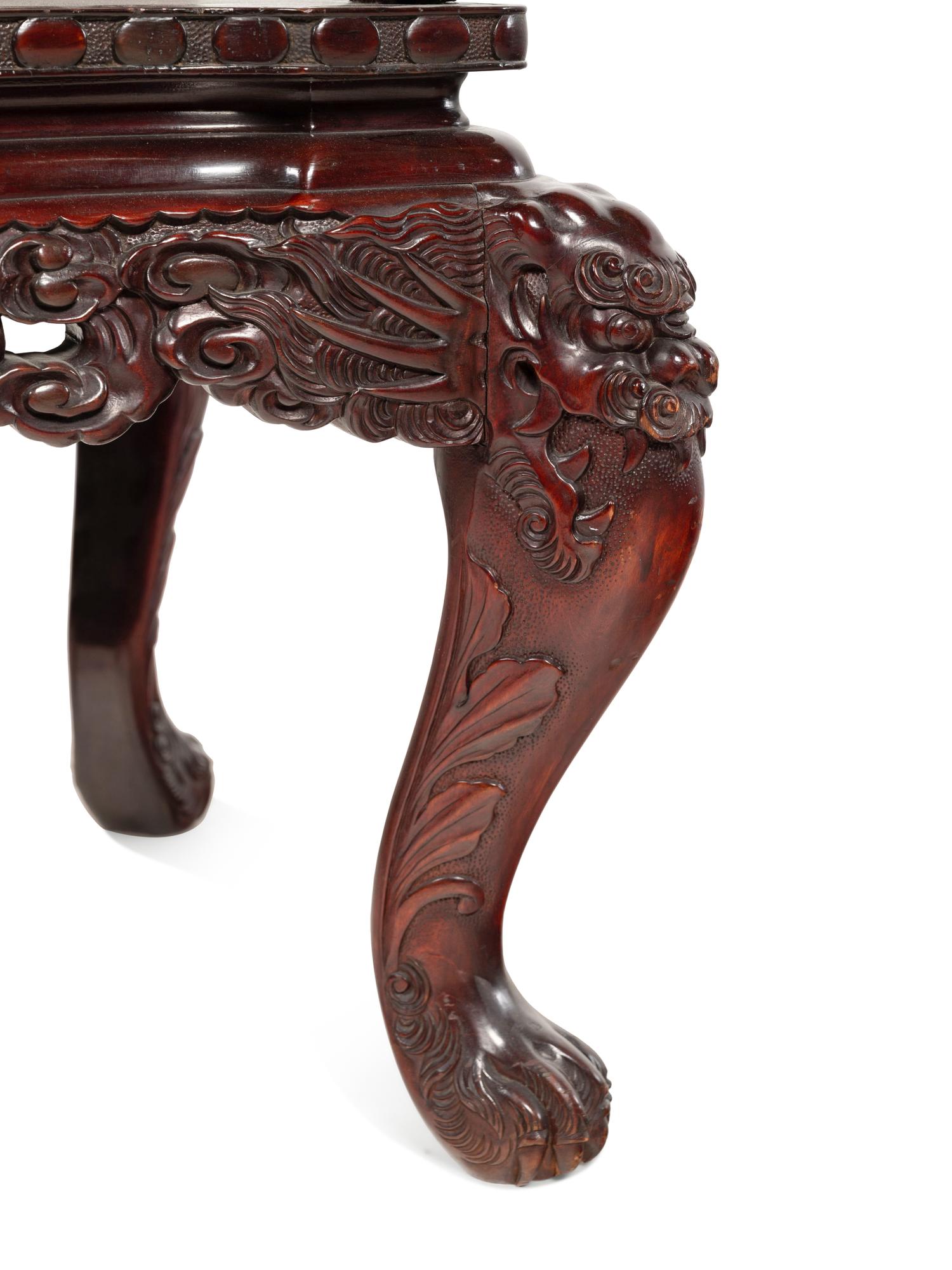 Three Japanese Export Rosewood Armchairs