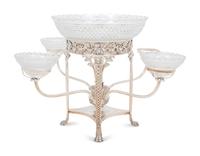 A George III Silver and Cut-Glass Epergne