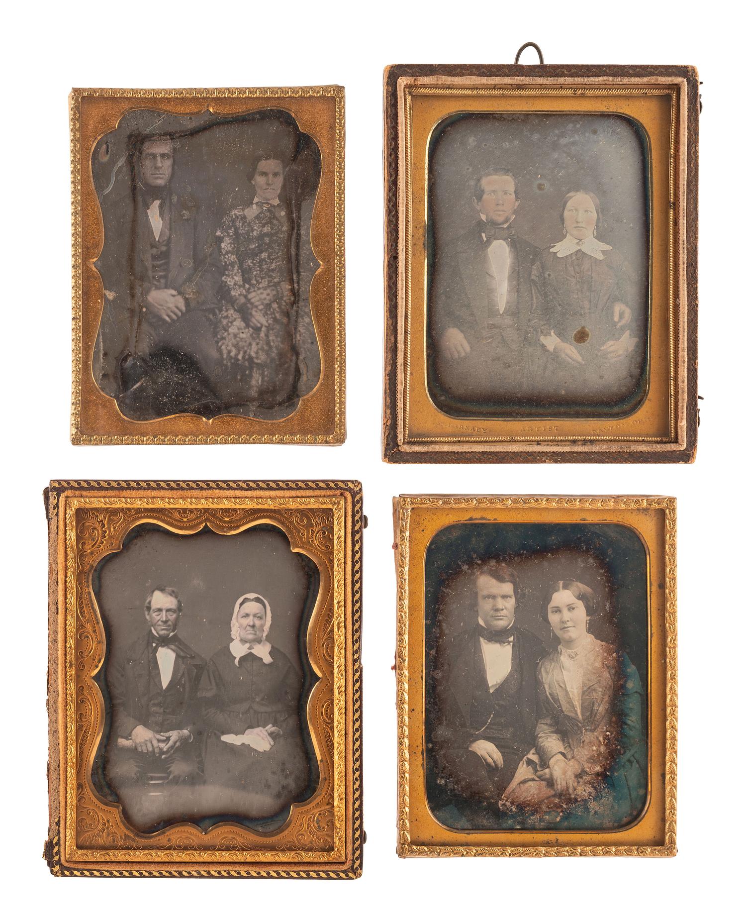 [EARLY PHOTOGRAPHY]. A group of 18 daguerreotype portraits of couples, highlighted by a half plate portrait by Enoch Long, including:
