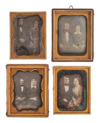 [EARLY PHOTOGRAPHY]. A group of 18 daguerreotype portraits of couples, highlighted by a half plate portrait by Enoch Long, including: