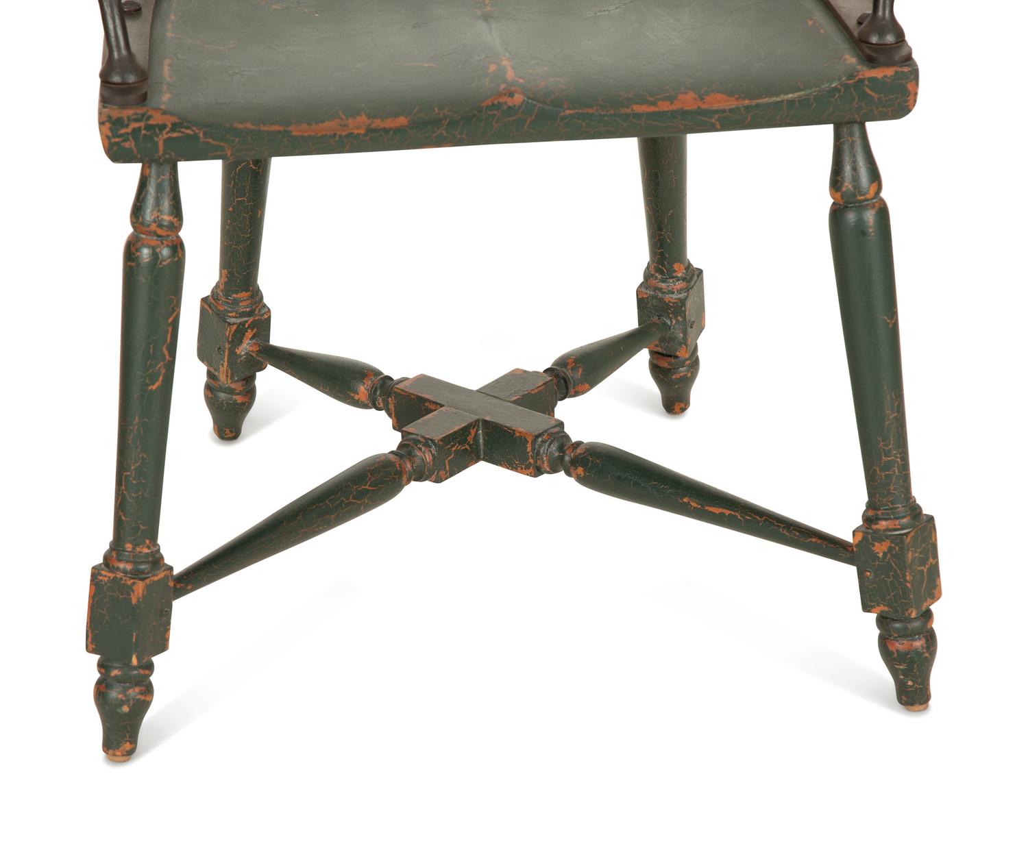 A Pair of Modern Steel and Painted Wood Windsor Style Armchairs — 20th Century