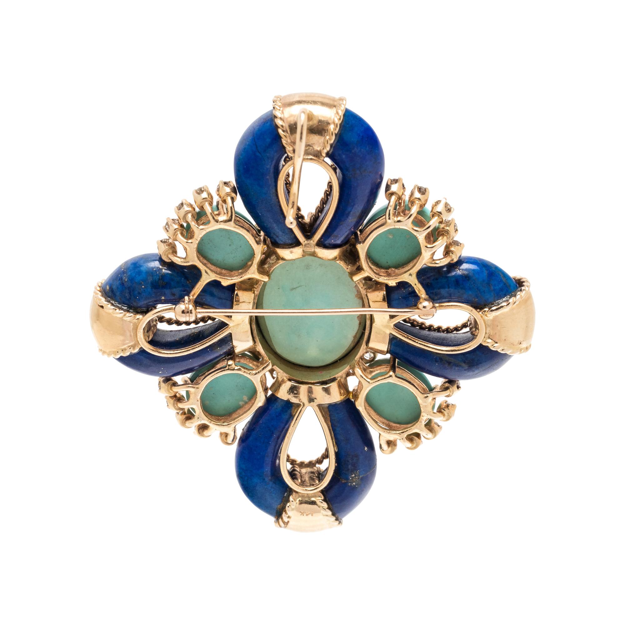 HARDSTONE AND DIAMOND PENDANT/BROOCH
