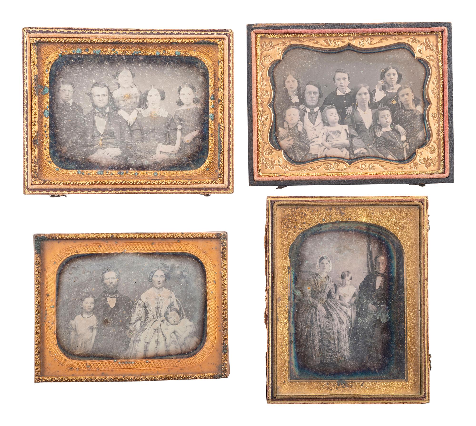 [EARLY PHOTOGRAPHY]. 10 quarter plate daguerreotype portraits of parents with children, including: