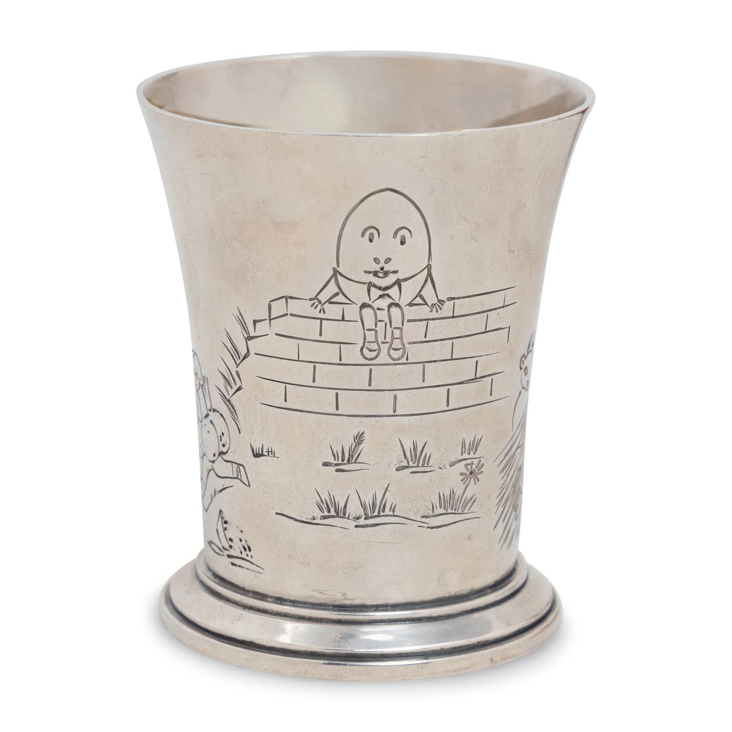 An English Silver Child's Cutlery Set and Cup