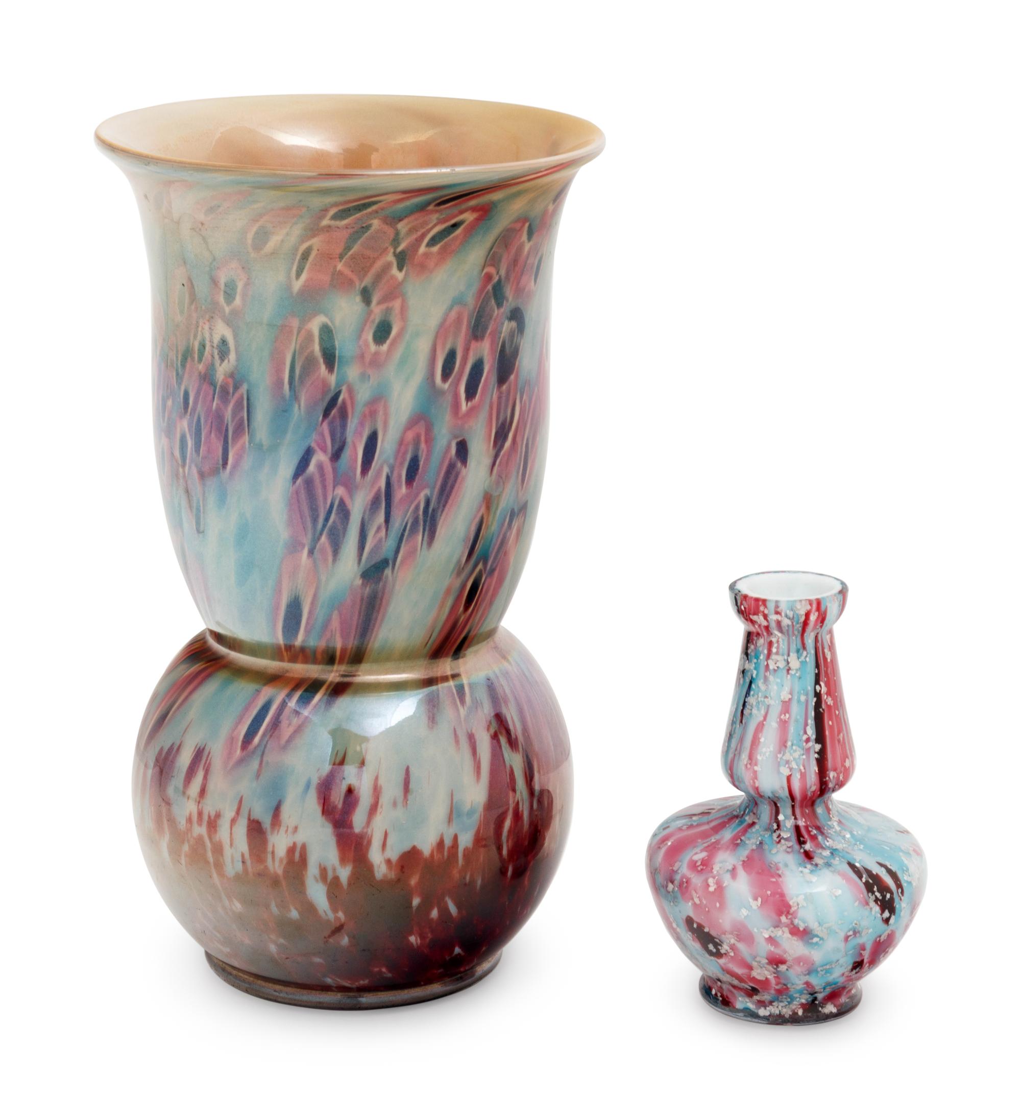 Two Czechoslovakian Glass Vases