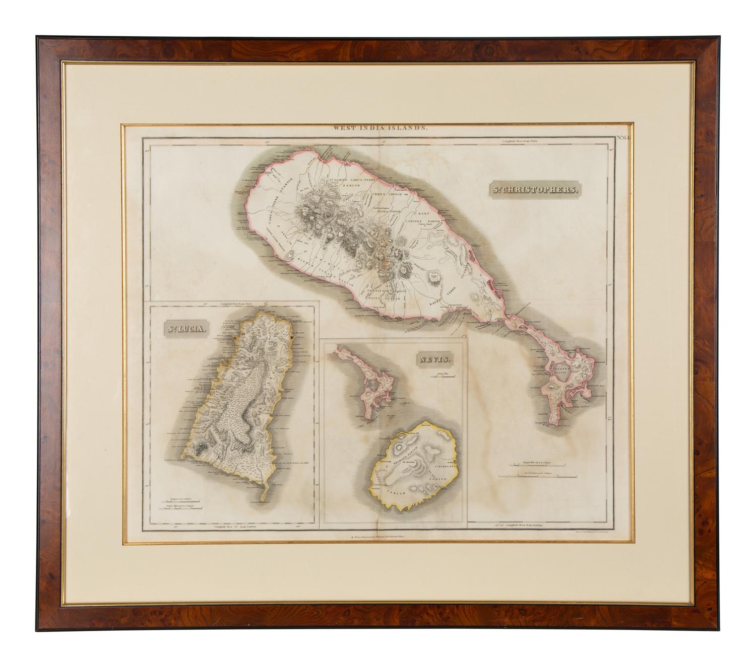 A Pair of Engraved Maps of West Indies Islands by Kirkwood and Son of Edinburgh — 19TH CENTURY