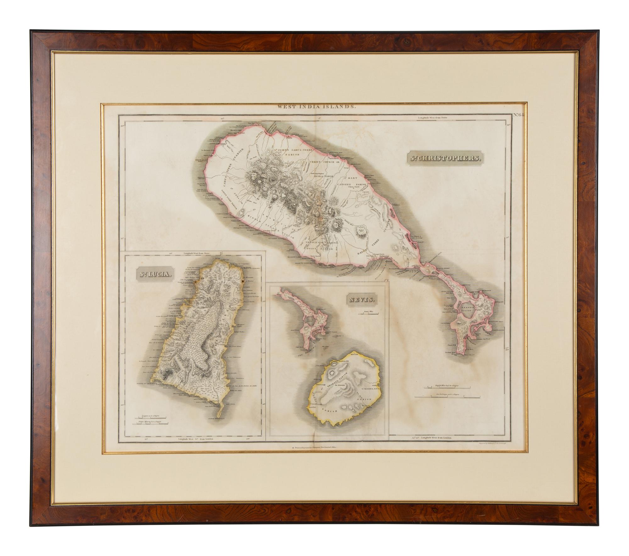 A Pair of Engraved Maps of West Indies Islands by Kirkwood and Son of Edinburgh — 19TH CENTURY