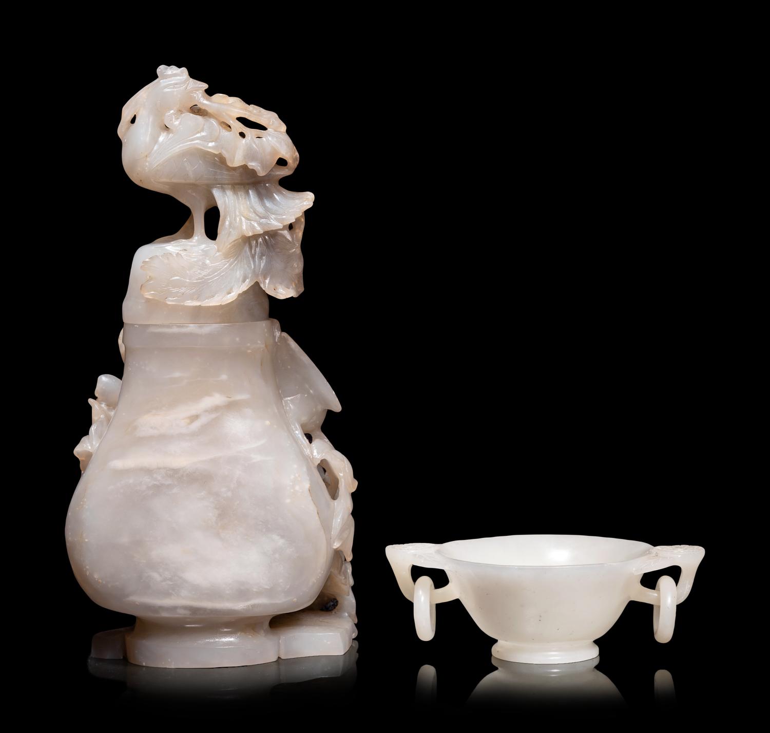 Two Chinese Carved Hardstone Vessels