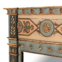 A Neoclassical Style Painted and Parcel Gilt Overmantel Mirror