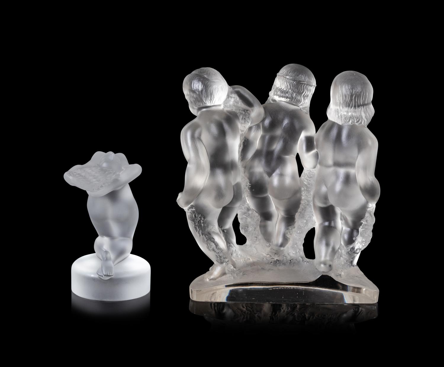 A Lalique Luxembourg Sculpture and a Lalique Chrysis Figure