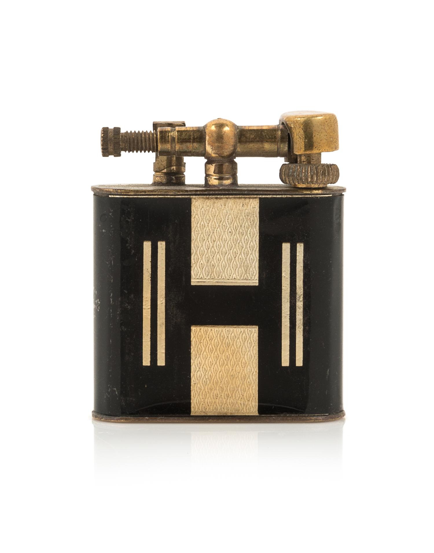 An Azur Enameled Lift-Arm Cigarette Lighter