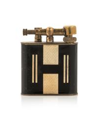 An Azur Enameled Lift-Arm Cigarette Lighter