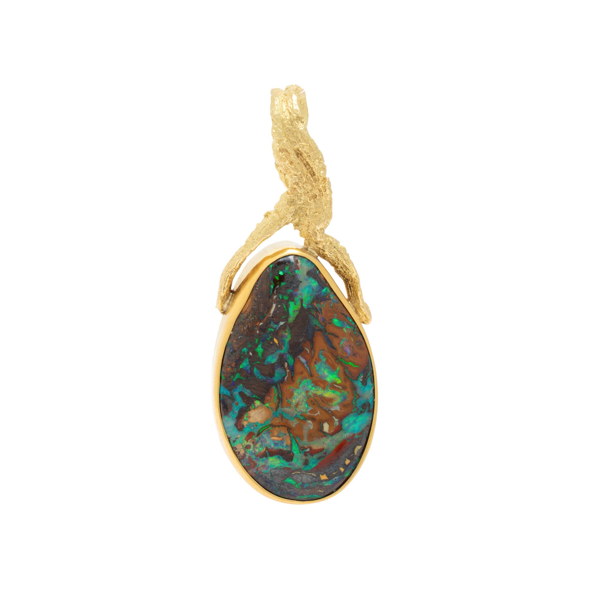 Yellow Gold and Boulder Opal Pendant